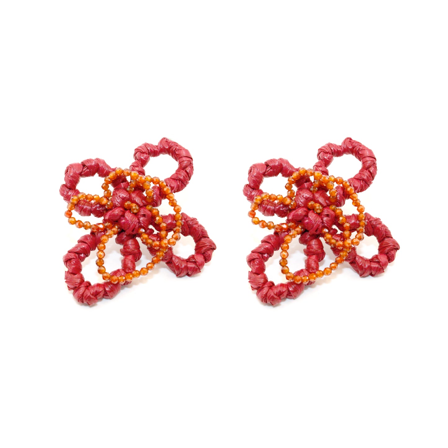 Four Petal Raffia Earrings