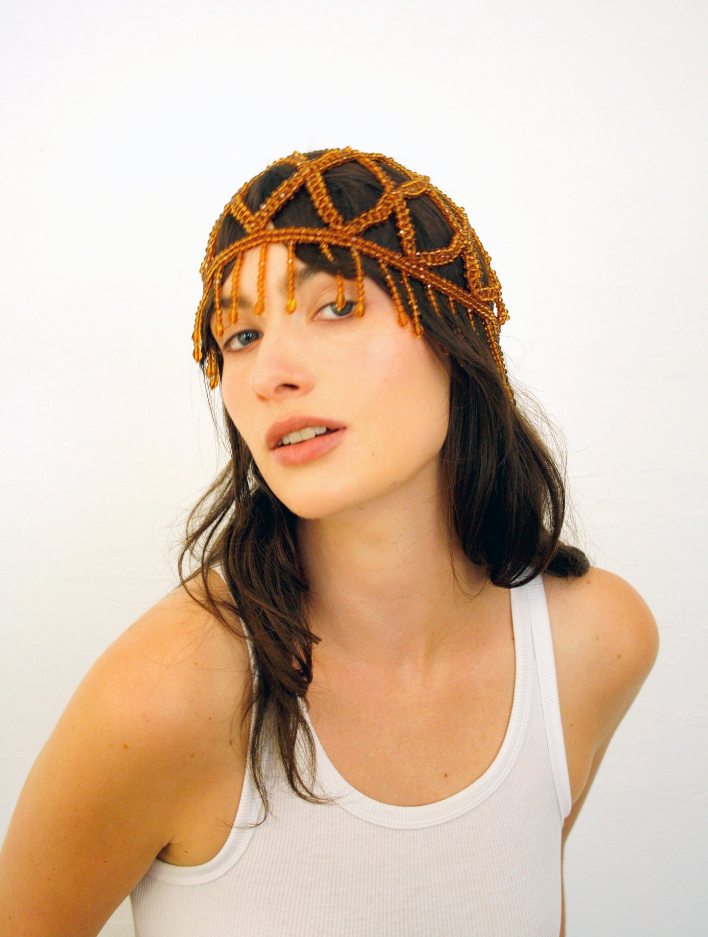 Bathing Cap Burgundy Fringes