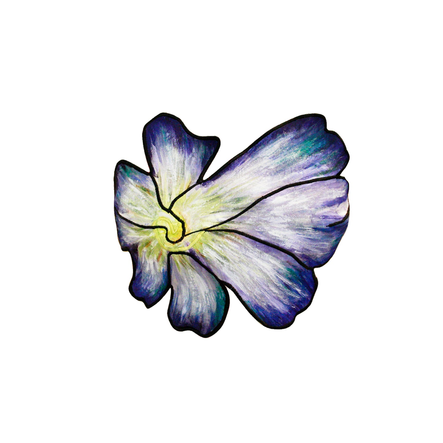 Flower Top- hand painted- Blue/ Black