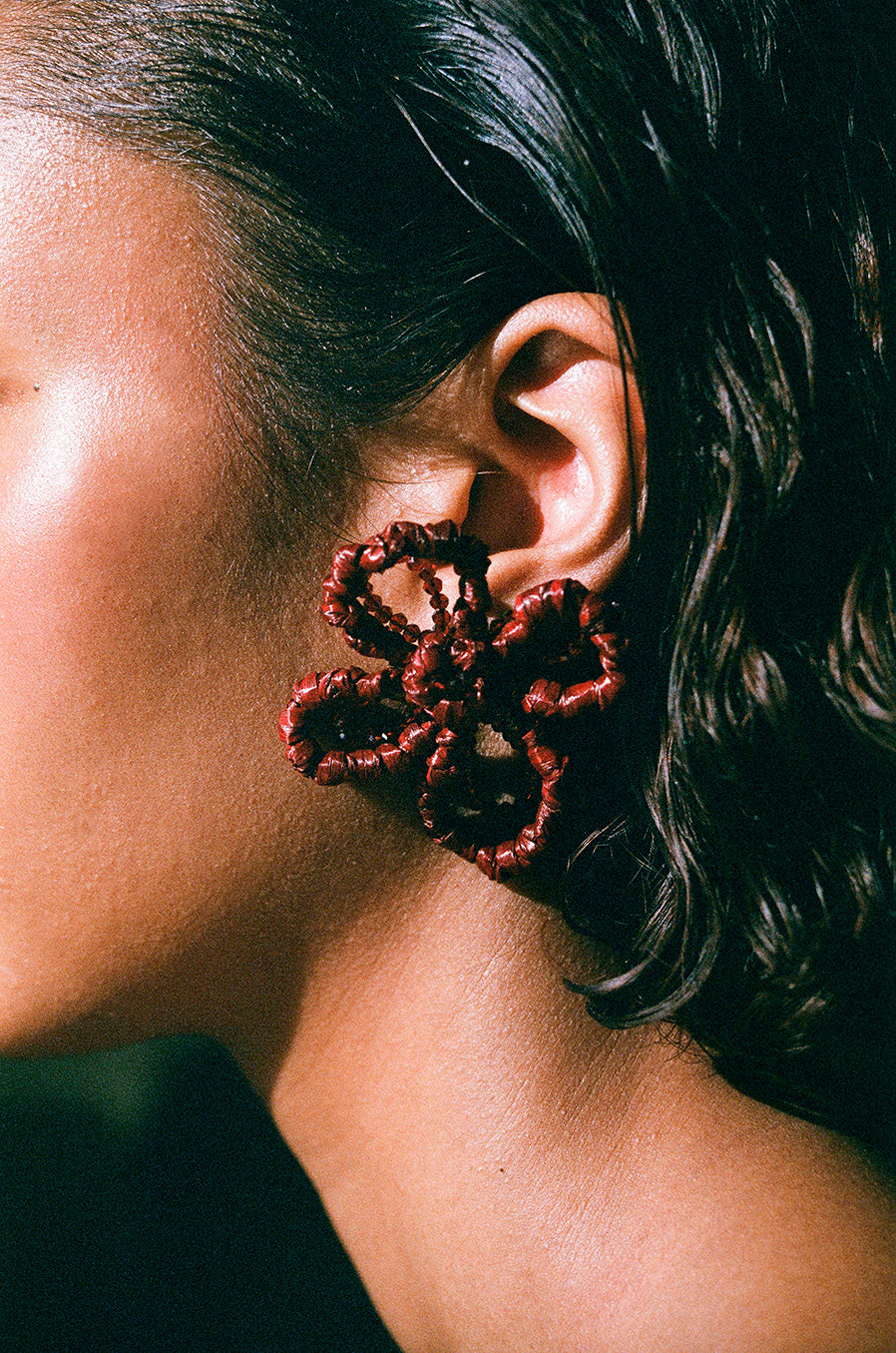 Four Petal Raffia Earrings