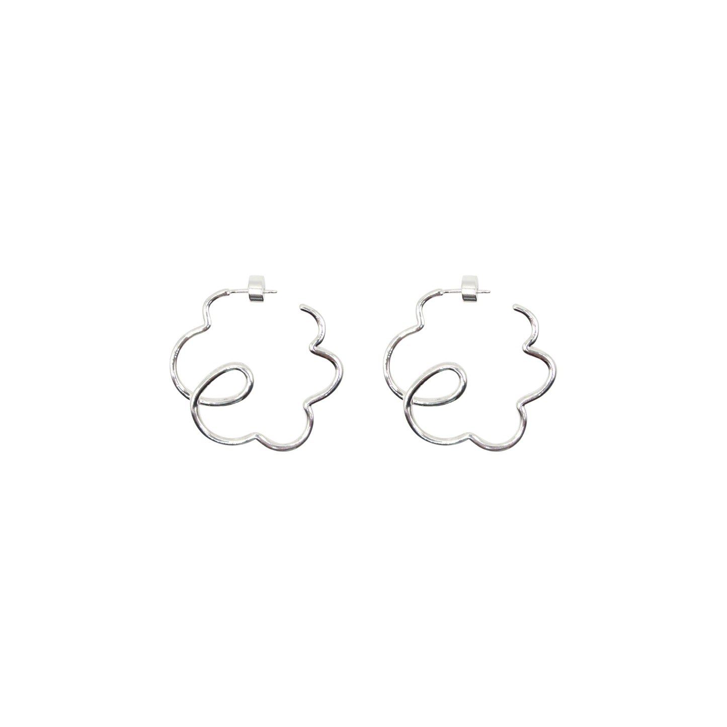 Silver Flower Hoops
