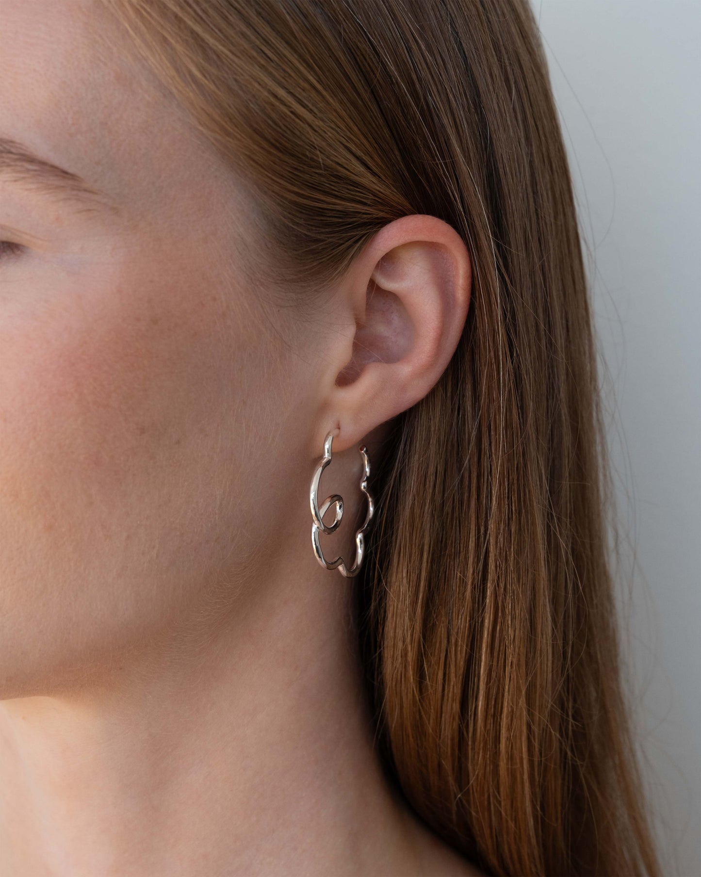 Silver Flower Hoops