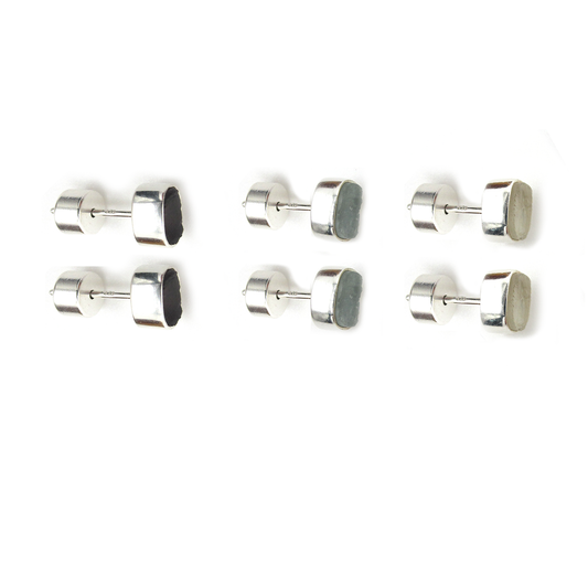 Rough Stone Studs Silver