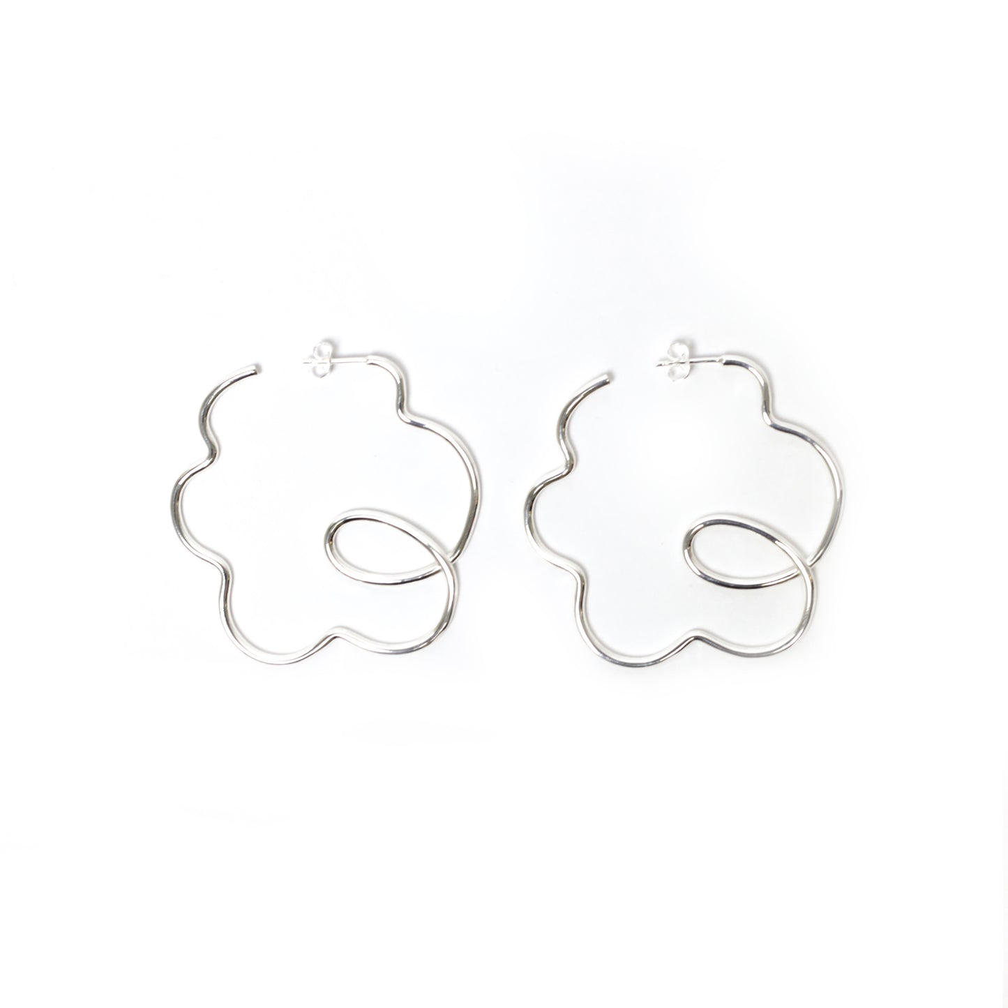 Silver Flower Hoops