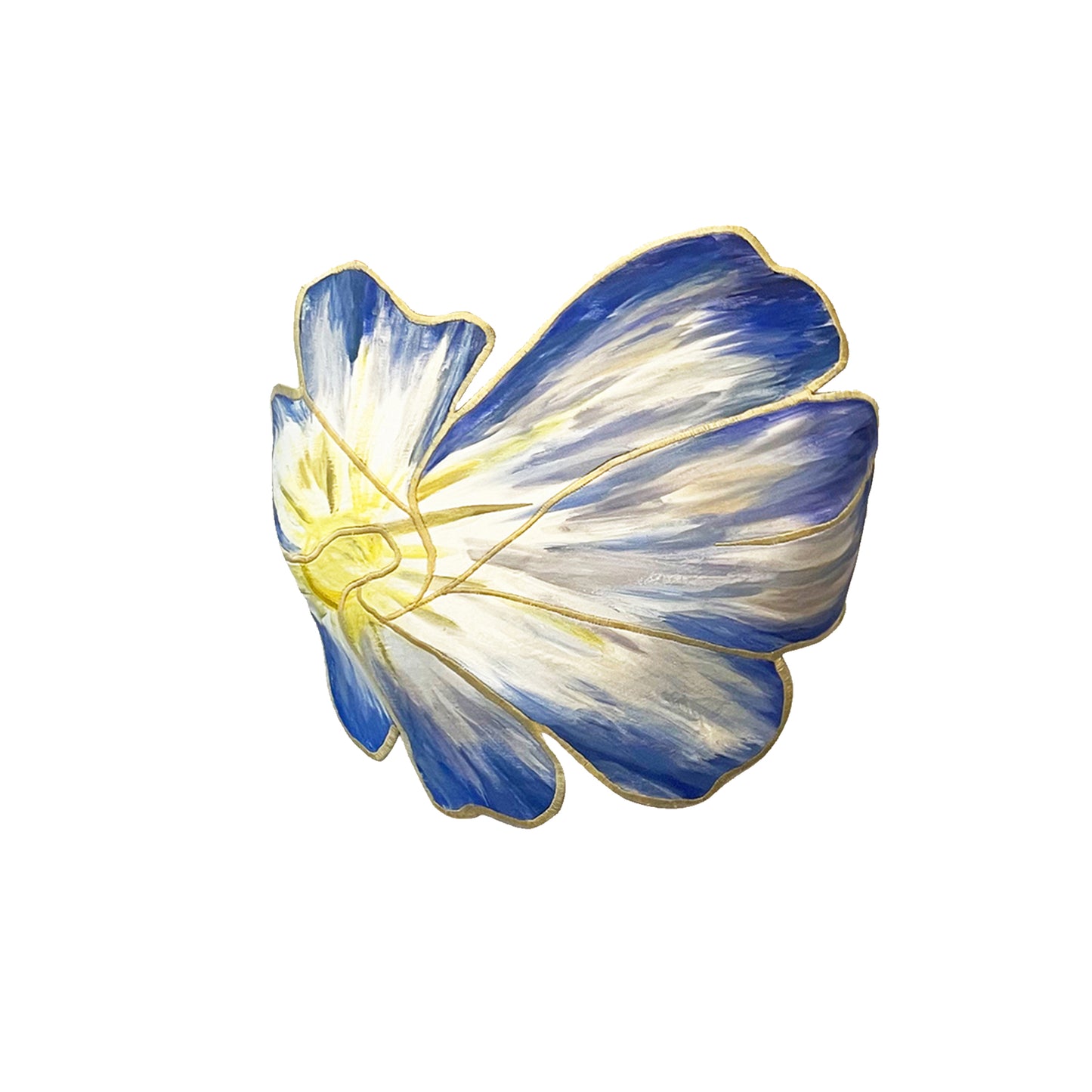 Flower Top- hand painted- Blue/ Beige